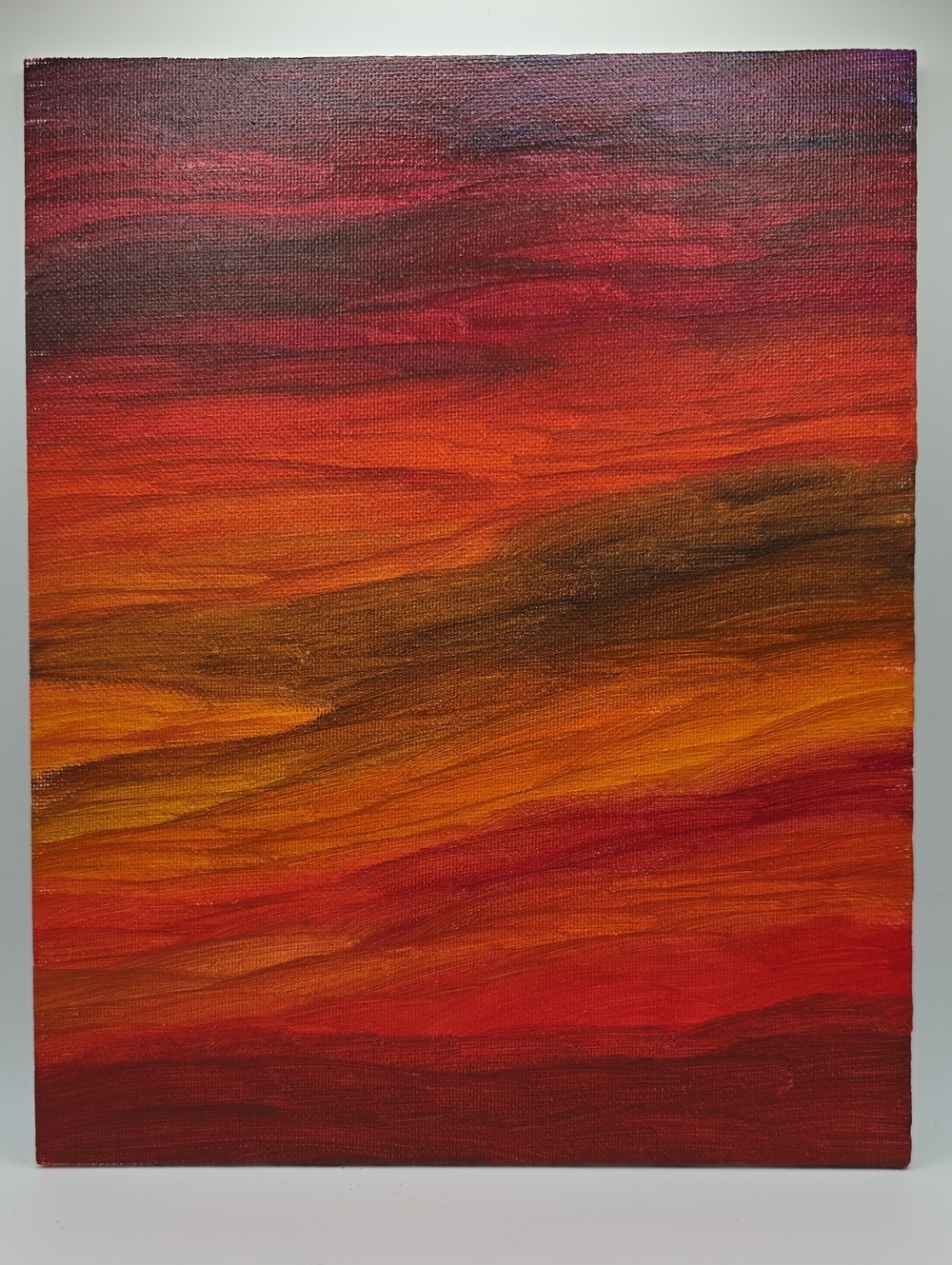 Hand Painted Original Abstract Sunset Canvas Wall Art - Red & Orange Gradient